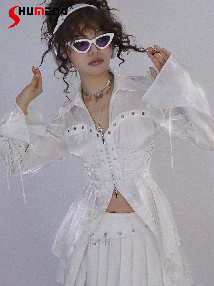 Оригинальный дизайн эстетичная облегающая элегантная модная белая рубашка