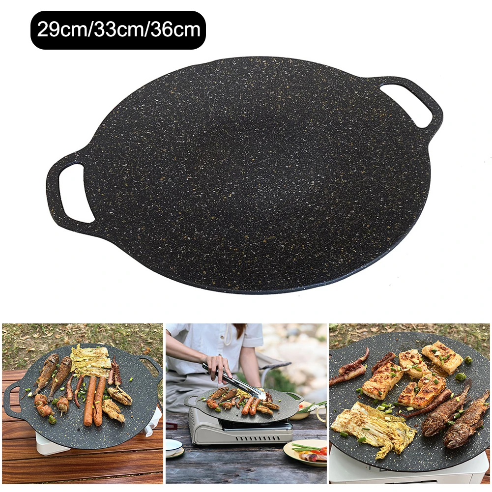 

BBQ Grill Pan Non-stick Pancake Pan Multi-purpose Induction Cooker Round For Outdoor Camping Kitchen Bakeware Pan/Handle Cover