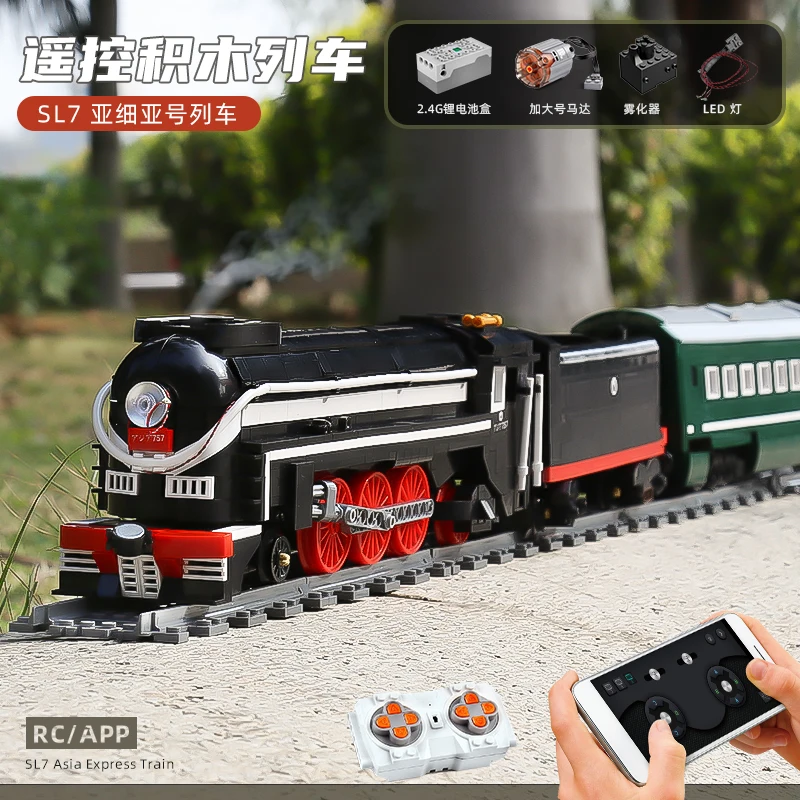 

MOULD KING 12005 The MOC Motorized SL7 Asia Express Train Model Assembly High-Tech Building Blocks Bricks Kids Christmas Gifts