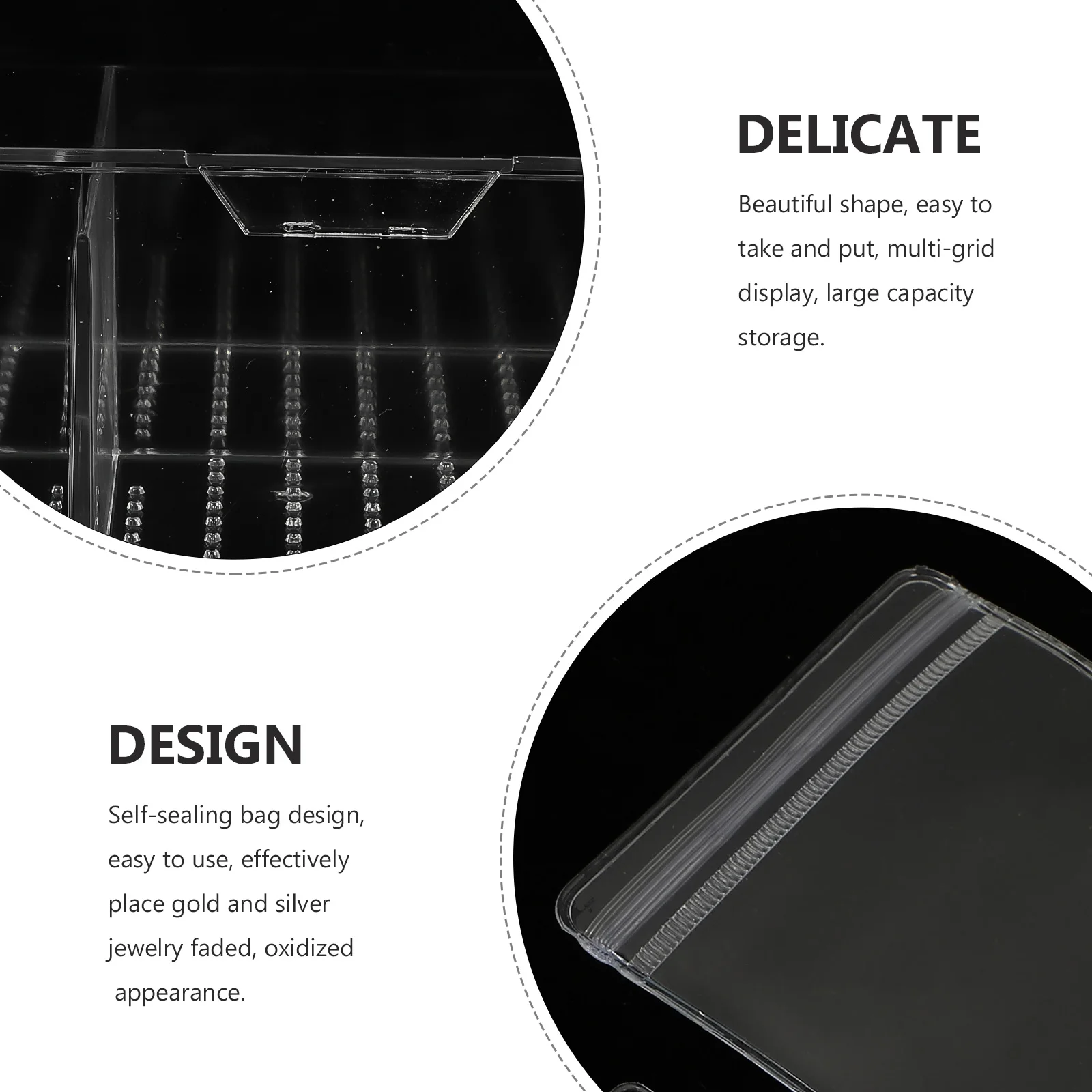 Jewelry Boxorganizer Clear Storage Acrylic Transparent Pouch Case Seal Earring Lock Self Necklacezipper Compartment Small