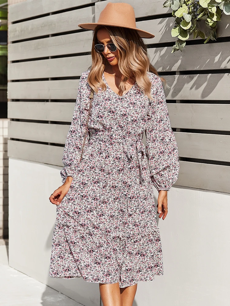 

2022 новое осенне-зимнее сексуальное платье с v-образным вырезом и принтом, женское Повседневное платье с длинным рукавом, Бандажное платье ср...