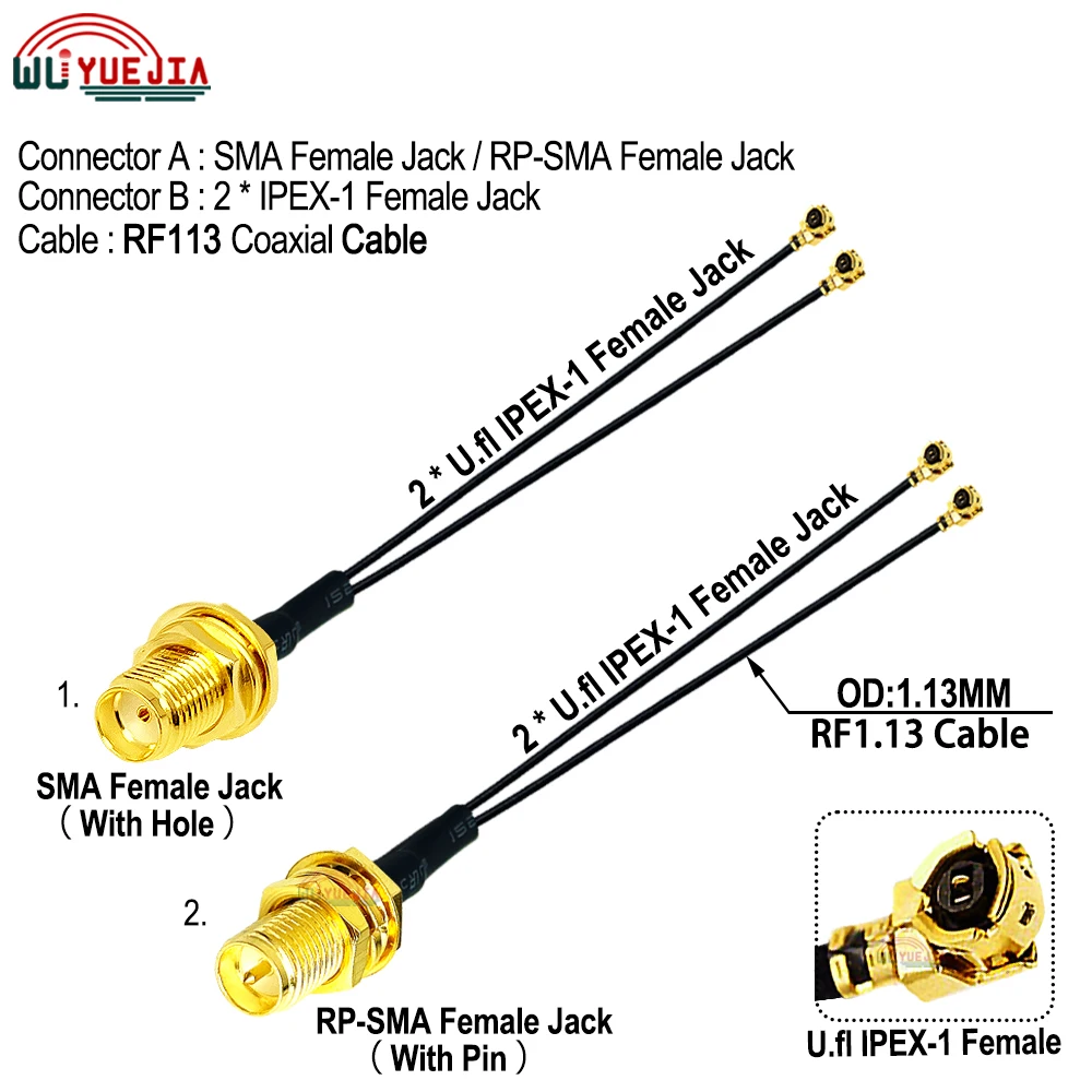 1 шт. Женский коаксиальный кабель SMA в 2 внешних разъема MHF4
