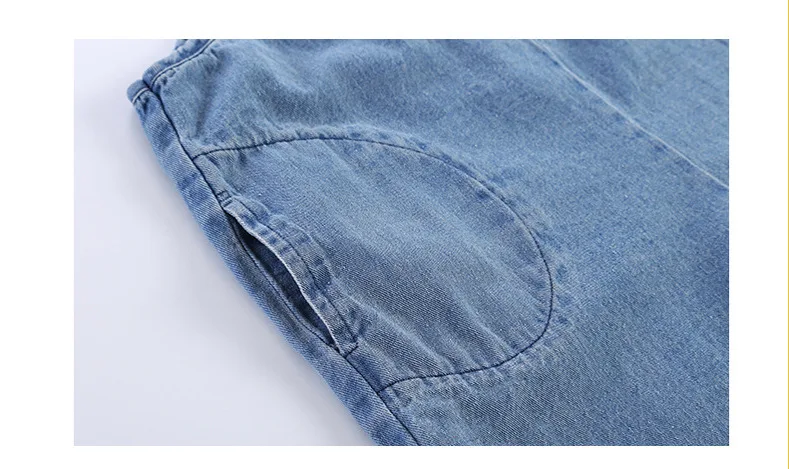 Комбинезон детский однотонный джинсовый с широкими штанинами свободный