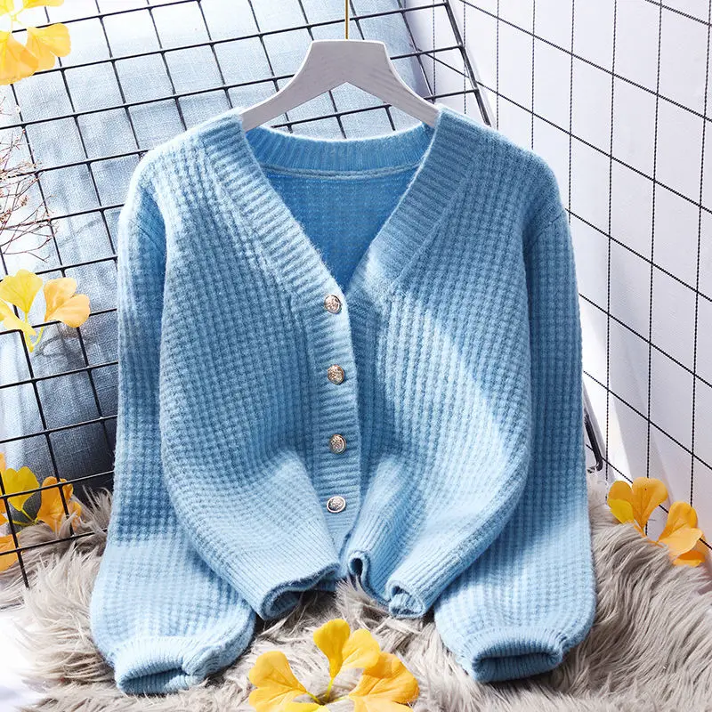 

Women Cardigans 2023 Spring Autumn Single Breasted Knitwears Long Sleeve Warm Knit Cardigan Korean Fashion Casual Sweater D22