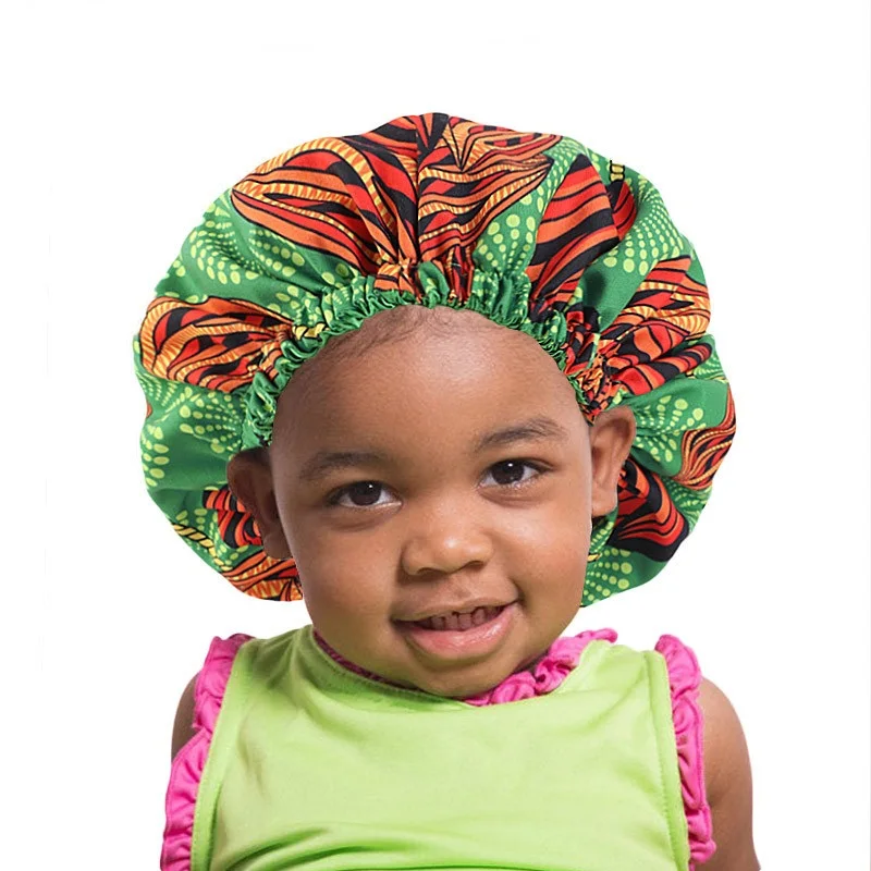 

Extra Large Sleep Cap kids Adjustable African print Ankara Satin Bonnet sleep cap turban hat Adult Night Sleep Beanie Chemo Cap