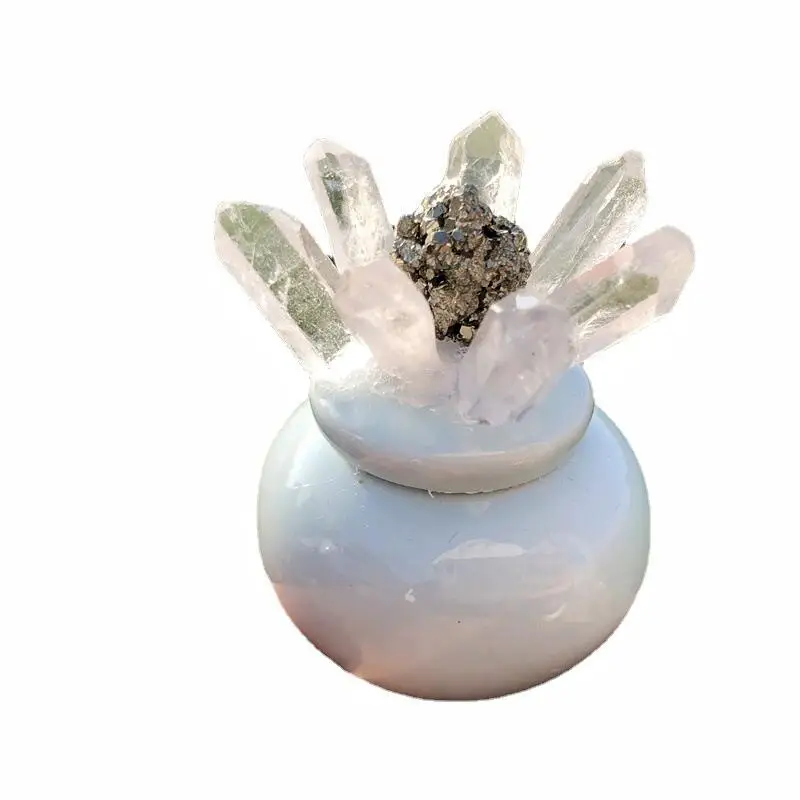 Натуральный пиритовый кварц цевый керамический горшок культура Хрустальный