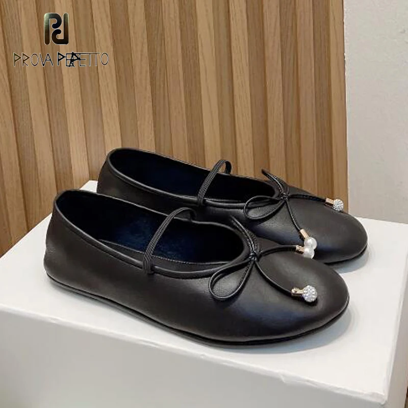 

Балетки женские на плоской подошве, мягкие кожаные туфли без застежки, с бантом, Декор, удобные, для отдыха, для вождения