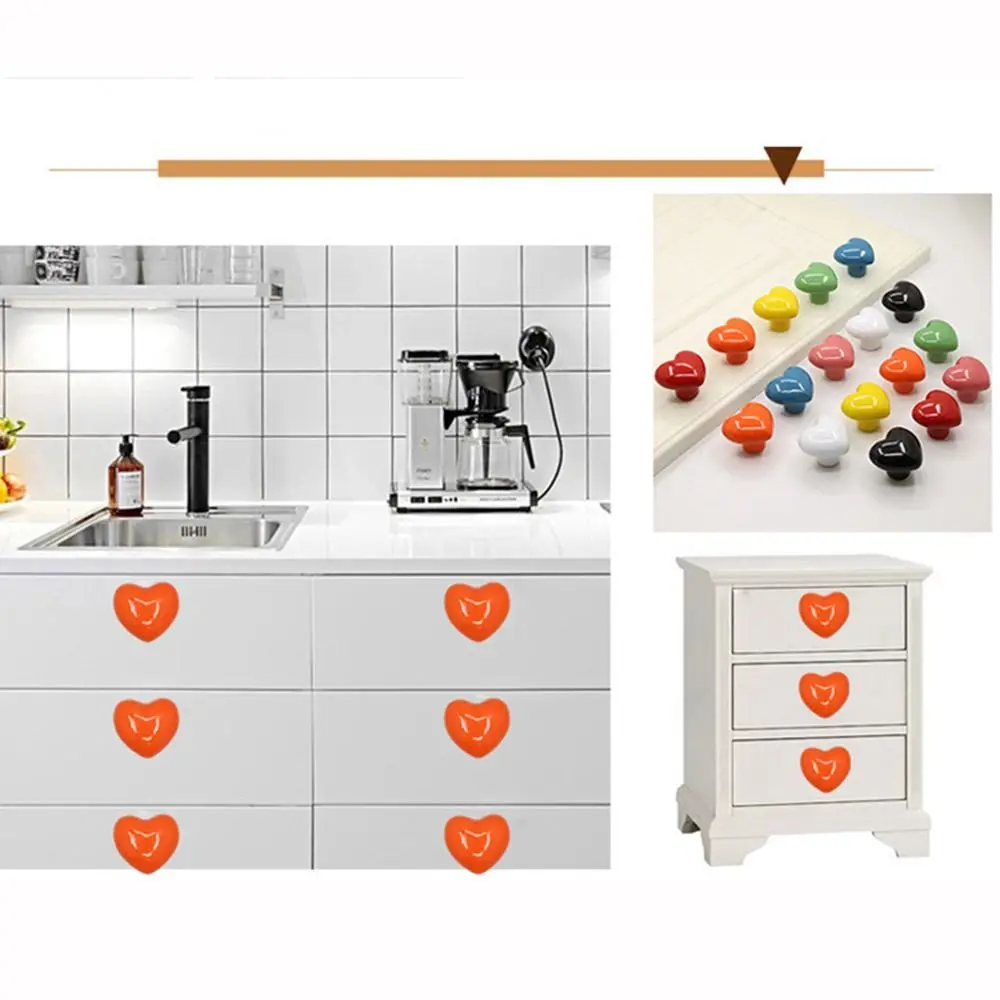 Дверные ручки в форме сердца с одним отверстием Цветные дверные Керамическая