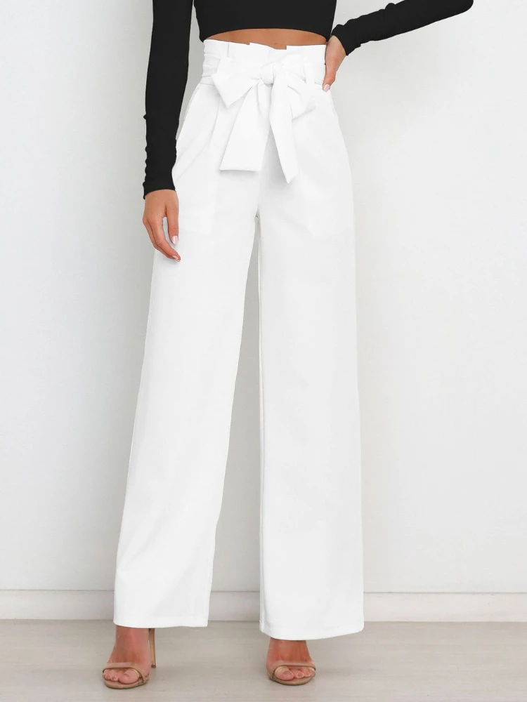 

Женские брюки в Корейском стиле, модные летние повседневные универсальные широкие брюки с поясом для работы, темпераментные штаны