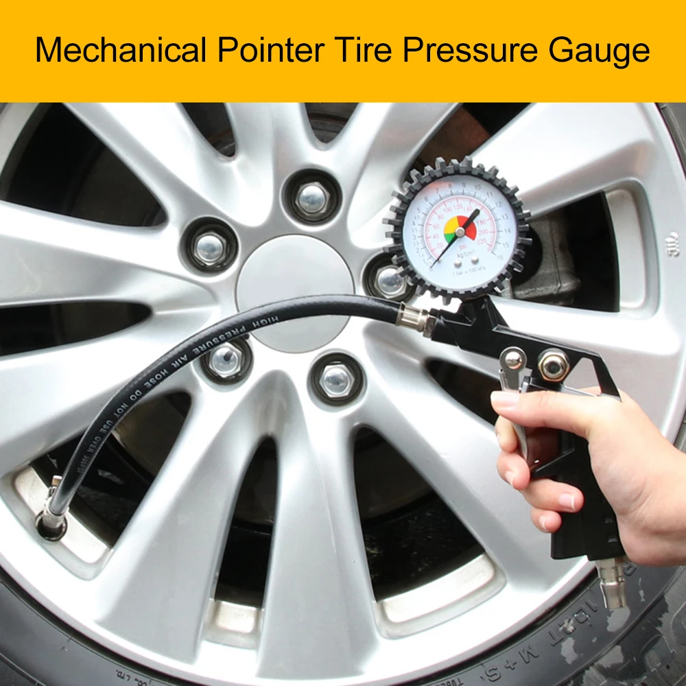 

Tire Pressure Gun Tire Pressure Gauge Multi-function Car Tire Pressure Gauge Silver For Car Motorcycle Bike