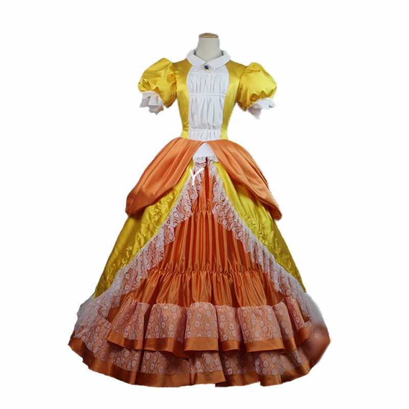 

Top Quality Princess Daisy Peach Sister Dress Cosplay Costume For Adult Women Halloween Costume Dress Custom Made 11