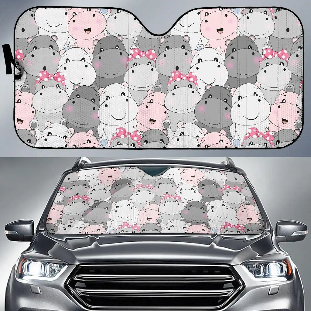 

Hippo Cute Print Pattern Auto Sun Shade Car Windshield Window Cover Sunshade