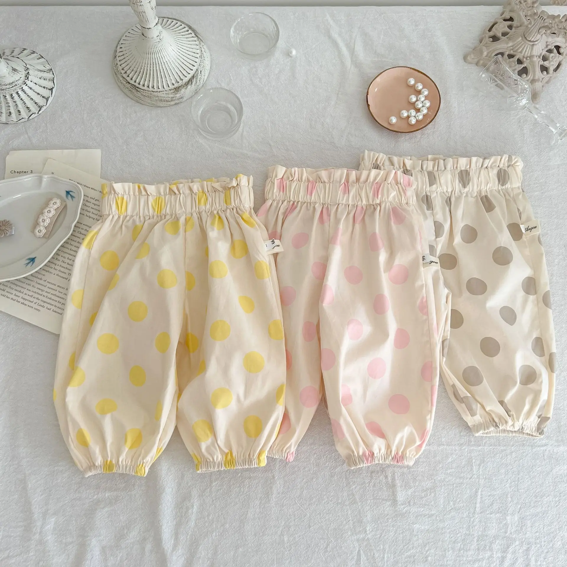 

2022 Autumn Baby Girl Casual Big Dot Loose Bind Feet Pants Infant Comfortable All-match Cotton Trousers Girls New Pants