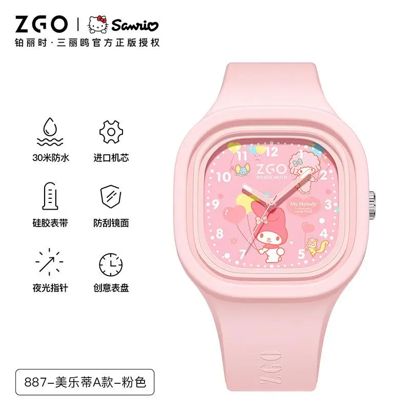 Милые часы Hellokittys Sanrioed с мимелоди Kuromi Cinnamoroll Мультяшные милые светящиеся