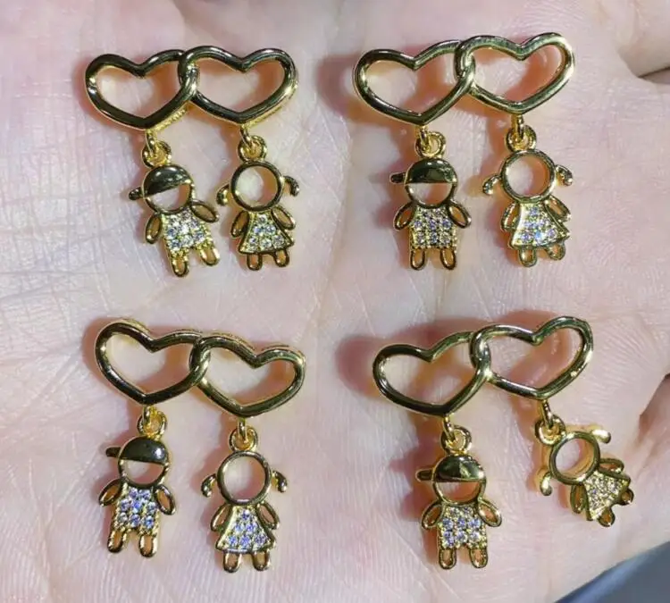 

1pcs CZ boy girl character Charms Copper Cubic Zirconia Bracelet Connectors DIY Charms necklace Jewelry Making Accessories fds4