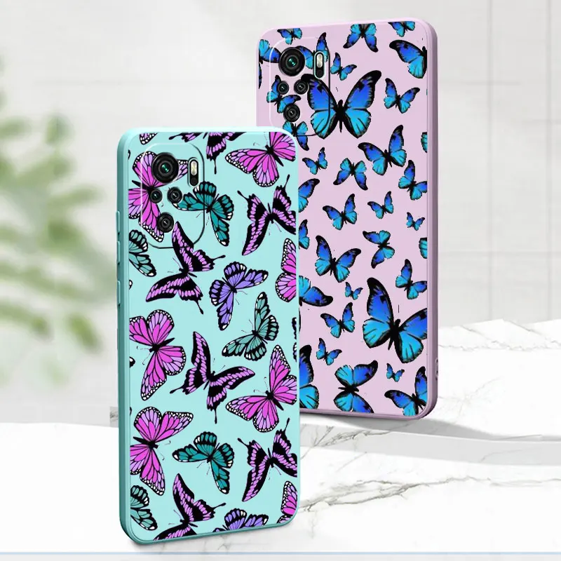 

Luxury Silicone Phone Case for Redmi Note 11S 9T 9A 11T 9C 10T 10 Pro 11 Pro 7 10C K40 Pro 9 9S 8 lovely butterfly Fashion Cover