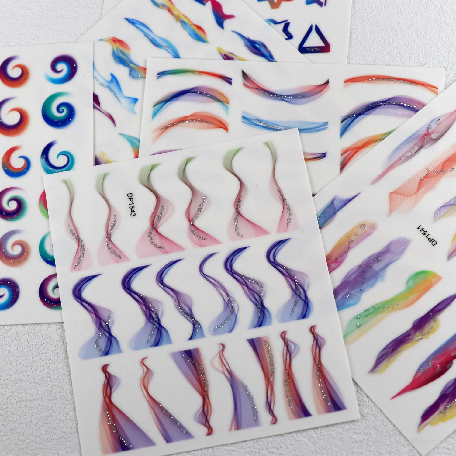 

Neo Smoke: Glitter Adorn Wave Mist Stickers for Nail Decors Neon Rainbow Vortex Cloud UltraThin Self Adhesive Stick Accessory 3D