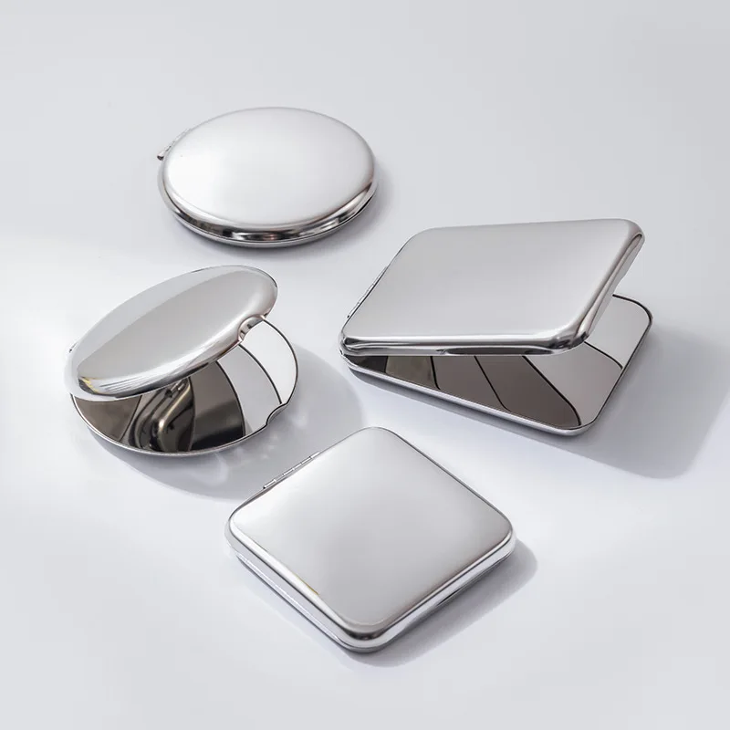 

Ins Portable Pocket Folding Vanity Mirror Simple Stainless Steel Double-sided Make Up Mirror Handheld Beauty Makeup Accessories