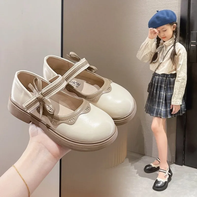 Туфли принцессы для девочек Новинка Весна 2024 кожаные туфли осенняя модная обувь