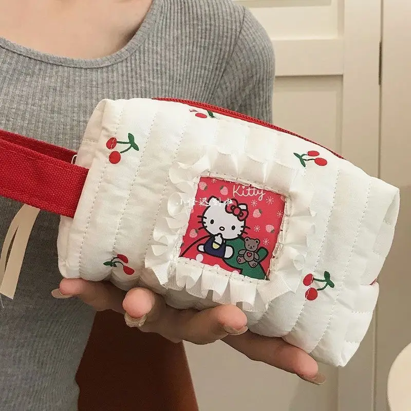 Мультяшная ручная сумка Hello Kitty для хранения макияжа в стиле аниме милая клейкая