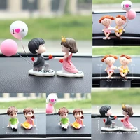car decoration cute cartoon couples car accessorie action figure figurines balloon ornament auto interior dashboard accessories