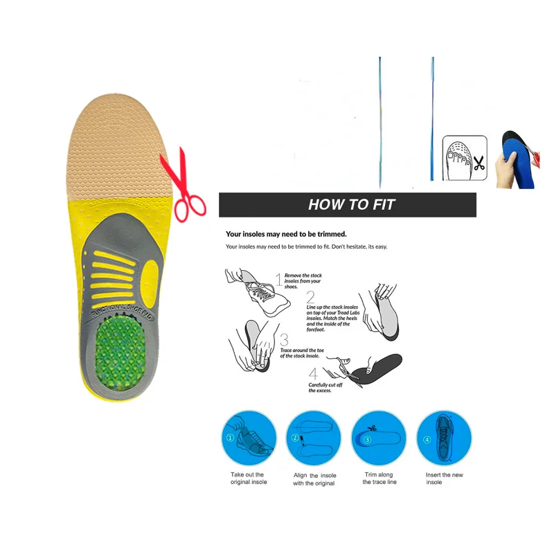 2023 Orthopedic Insoles Sports Insoles Shock Absorption Arch Support Running Shoe Sole Pads Insert Breathable Function Insole