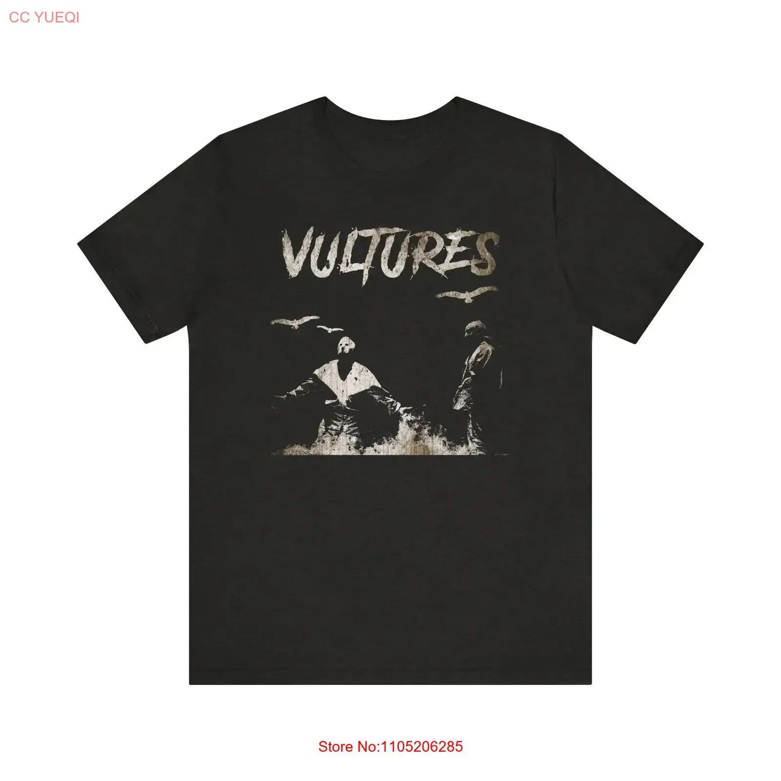 Фото Футболка Kanye Vultures винтажная стираная унисекс дышащая слегка дизайнерская одежда повседневная универсальная модная уличная одежда с графическим рисунком №1