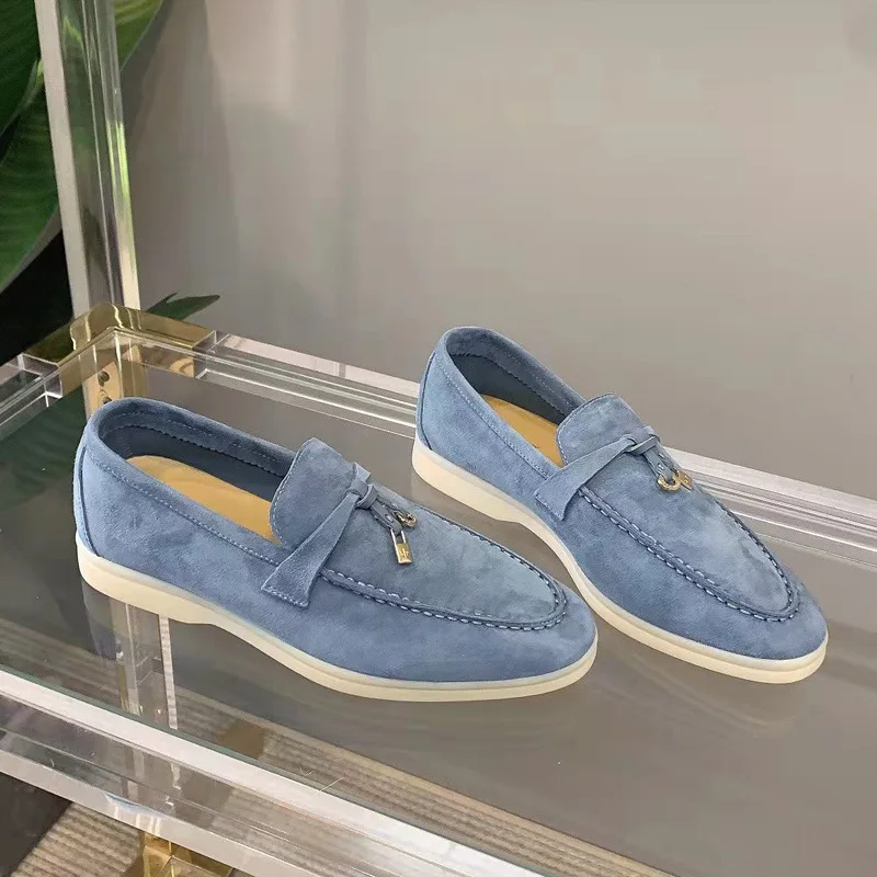 Summer Walk 2023 Pure Soft soled comfortable loafers Flat fringe Women's shoes Leather cashmere single shoes without shoebox