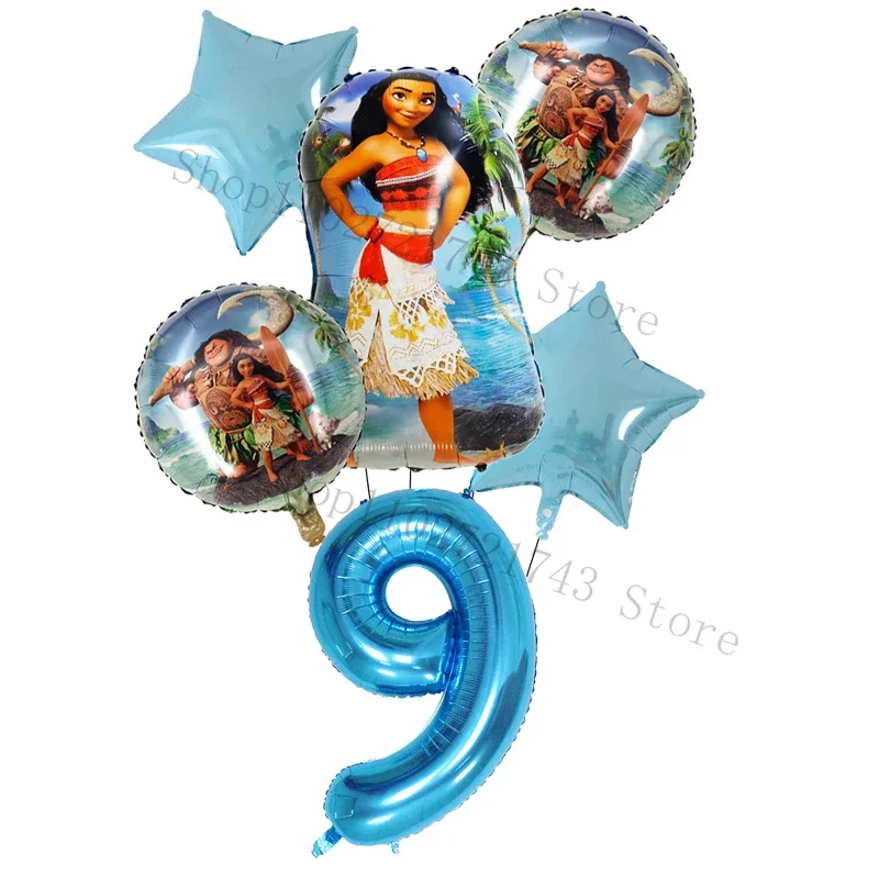 6 шт., набор воздушных шаров для вечеринки Disney Moana 2, номер 1-10, мультяшные украшения для вечеринки, подарок на день рождения для мальчиков и девочек, декоративные шары (art.: 3920cb41305fc) - 3920cb41305fc
