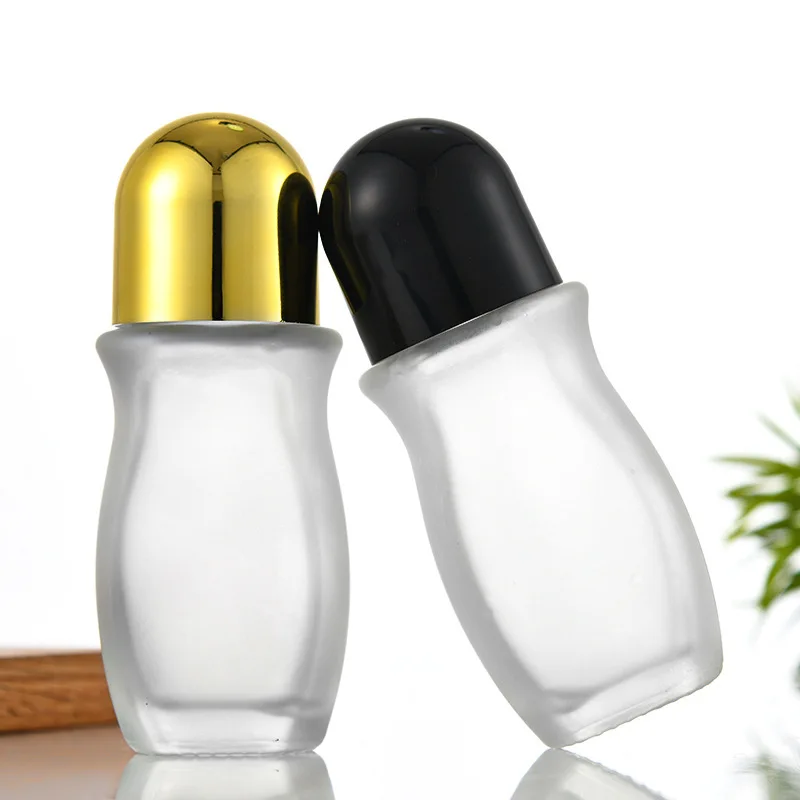 Flacon à roulettes vide en verre transparent  rechargeable  pour huiles essentielles  parfum