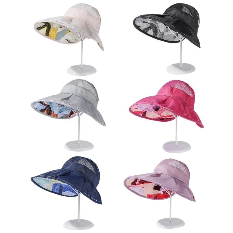 

HXBA Elegant Beach Hat Large Edge Hollow Hat Breathable All-match Foldable Summer Outdoor Travel Surprise Gift for Girlfriend