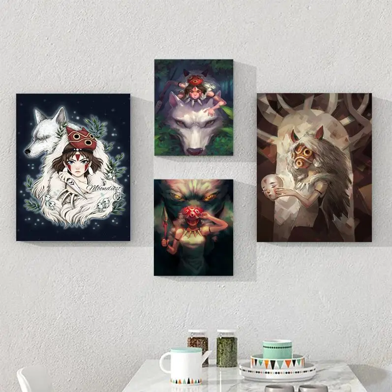 

Princess Mononoke Movie Posters Vintage Room Home Bar Cafe Decor Aesthetic Art Wall Painting
