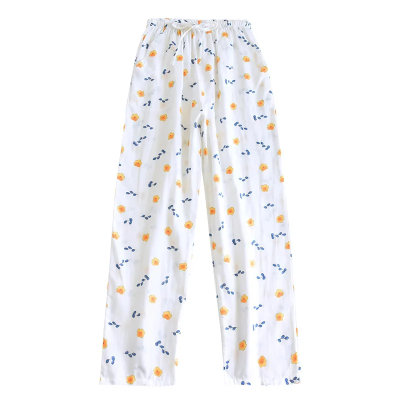 

Женские брюки для сна на весну и осень, двухслойные свободные длинные брюки из газовой ткани, повседневные дышащие летние брюки для кондици...