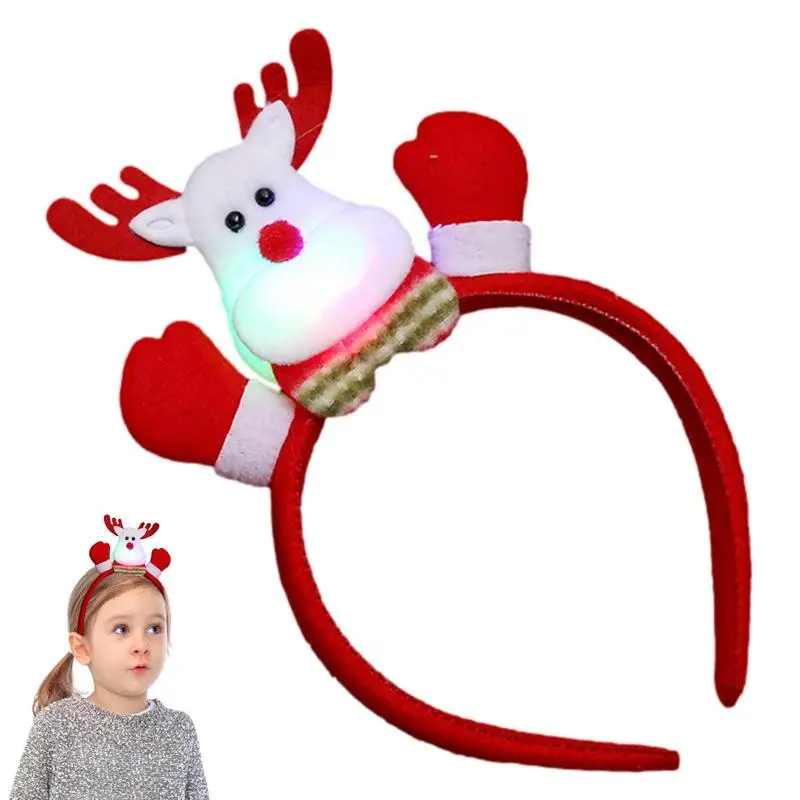 

LED Christmas Headband Likable Reusable Novelty Christmas Headbands For Family Friend Gift Lovable Headbands For New Year's Eve