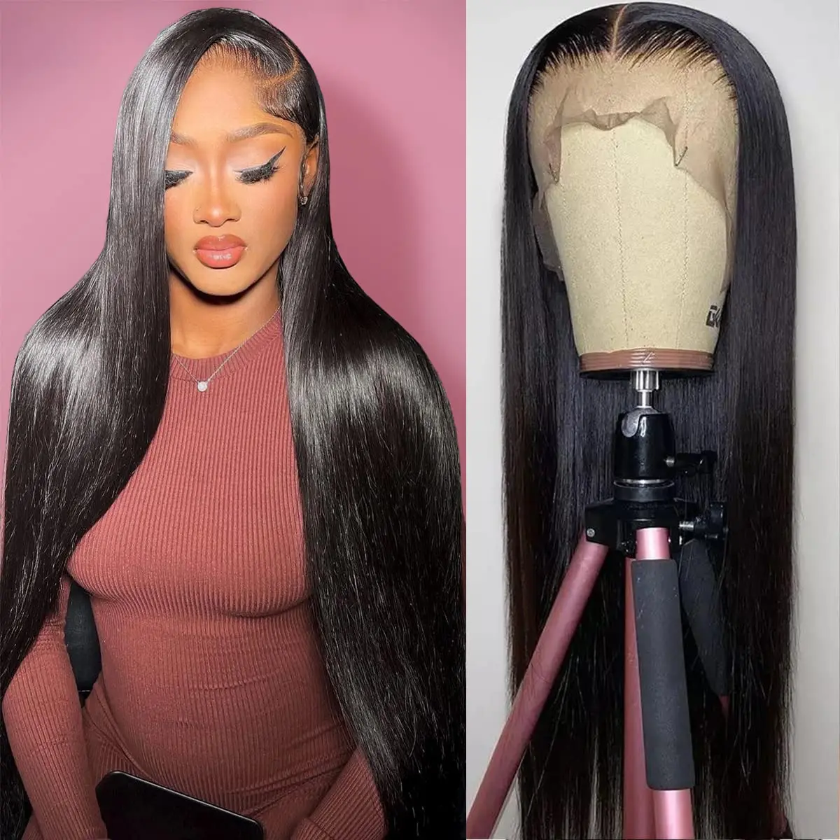 

36 Inches 13x4 Lace Frontal Wigs Human Hair 100% Human Hair Wigs For Women Bleached Knots Pre Plucked 4x4 Transparent Lace Wig