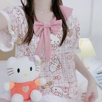 sanrio hello kitty melody kuromi cinnamoroll kawaii cartoon anime cartoon imitation cotton pajamas women summer new home wear