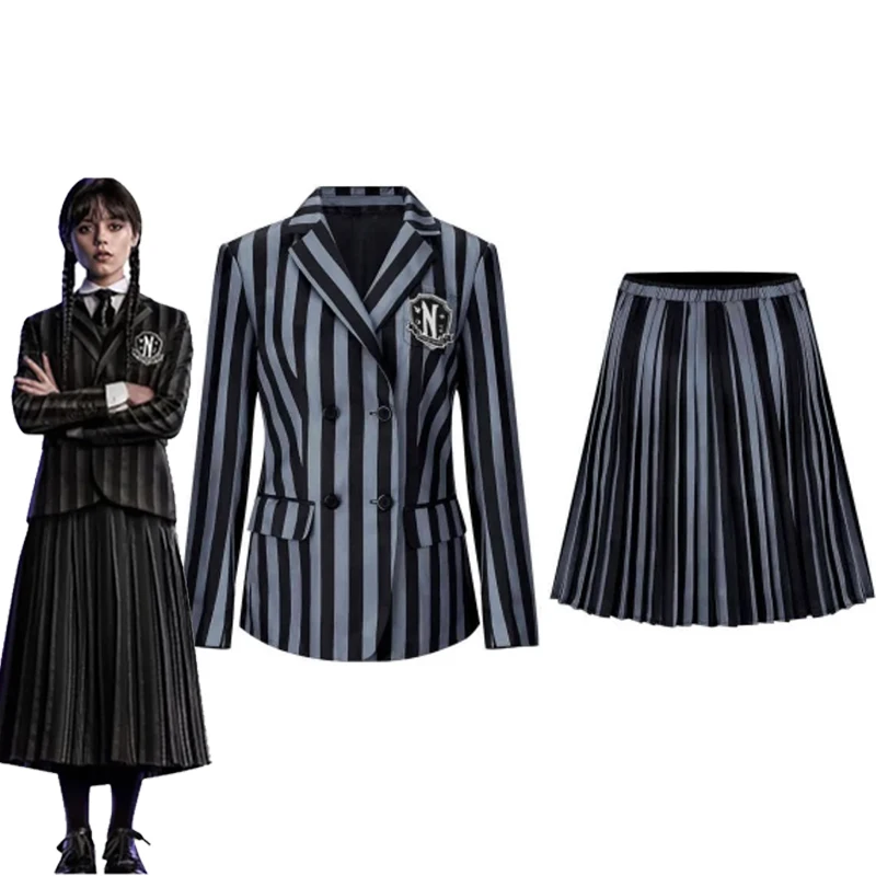 Addams Family Halloween Costume Girls Wednesday Addams Jenna Ortega Nevermore Academy Uniform Cosplay