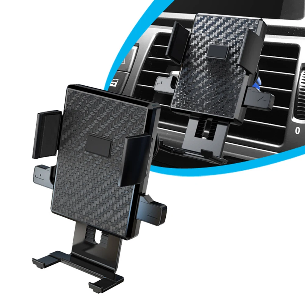 

Carbon Fiber Auto Phone Holder ABS Air Vent Clip Mount Cell Phone Stand Anti-Slip Mat Universal Easy Install Accessories