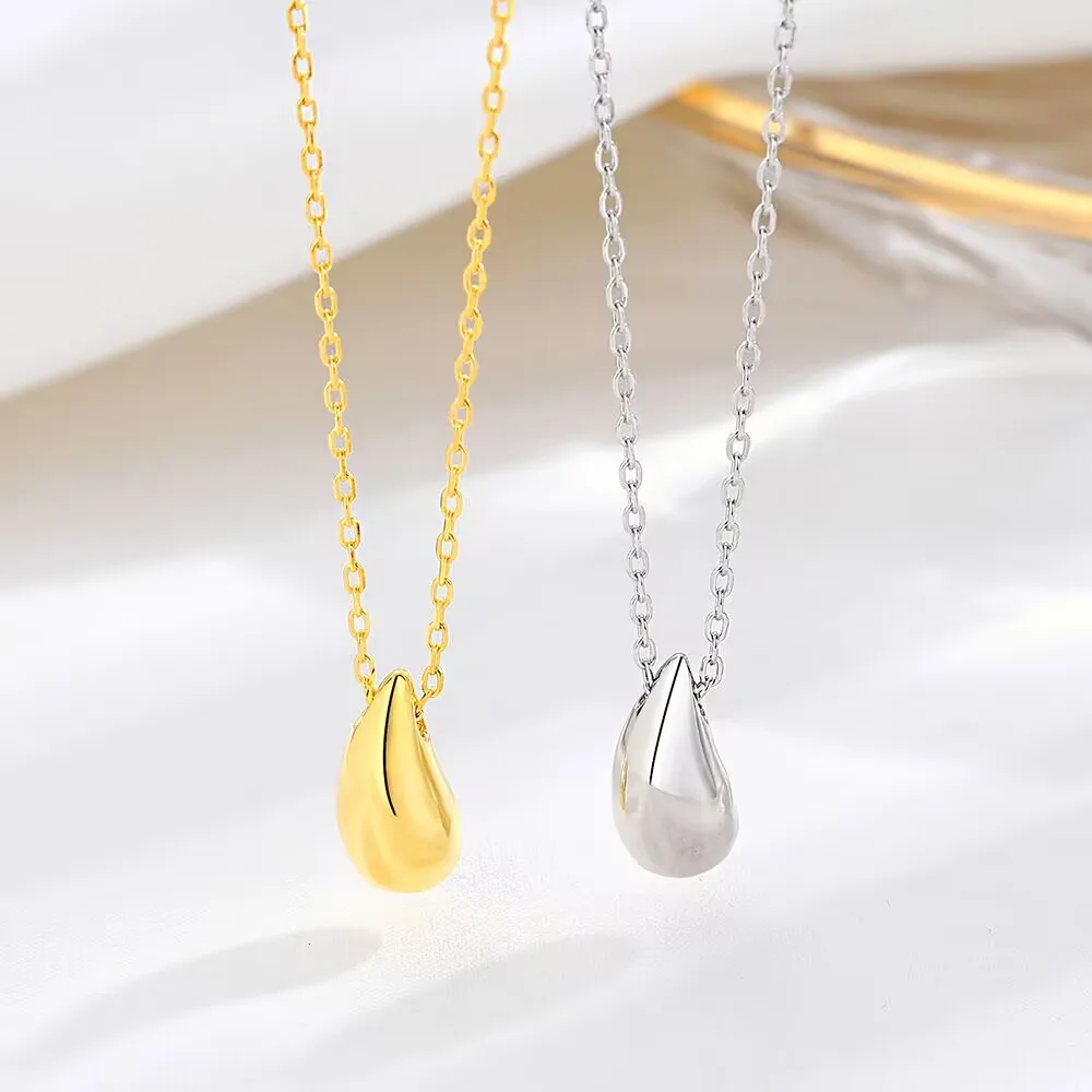 

10Pcs Fashion 18K Gold Plated Simple Waterdrop Pendant Necklace Stainless Steel Teardrop Dainty Necklace Women For Party