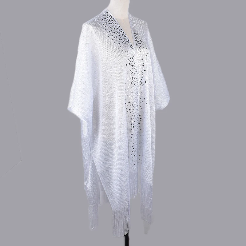 Однотонный кардиган пикантная Солнцезащитная шаль с блестками и кисточками