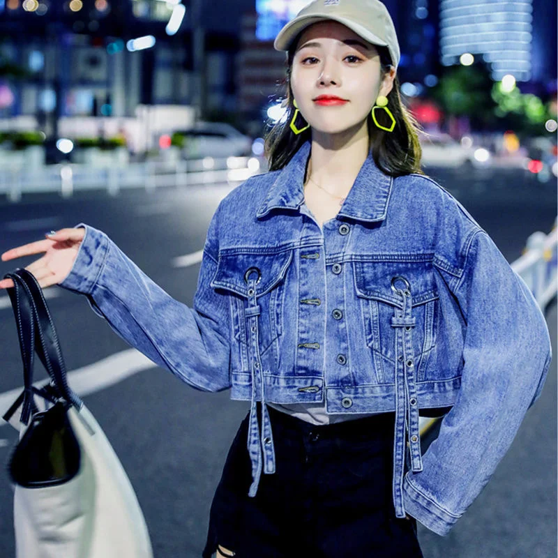 

Новинка Осень 2022, женская джинсовая куртка, женское свободное индивидуальное дизайнерское высококачественное Ковбойское пальто в Корейск...