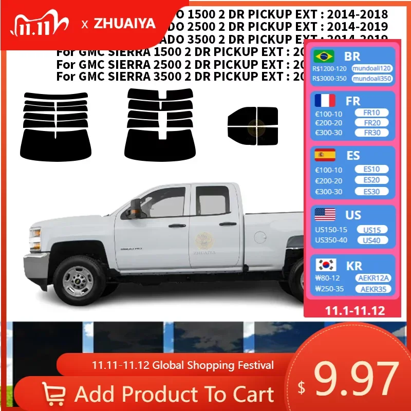 

Нанокерамическая Автомобильная УФ-пленка Precut для окон Автомобильная оконная пленка для CHEVROLET SILVERADO 2500 2 DR PICKUP EXT 2015-2019