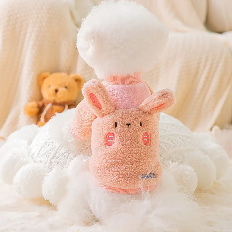 

Pet Sweater Autumn Winter Plush Coat Medium Small Dog Clothes Cute Ears Warm Wool Kitten Puppy Pullover Chihuahua Costume Poodle