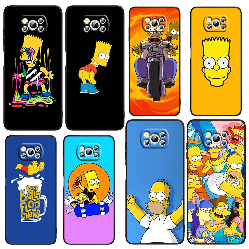 

Disney Cute Anime Simpsons Phone Case For Xiaomi Civi Mi Poco X4 X3 NFC F4 F3 GT M4 M3 M2 X2 F2 Pro C3 4G 5G Black TPU Fundas