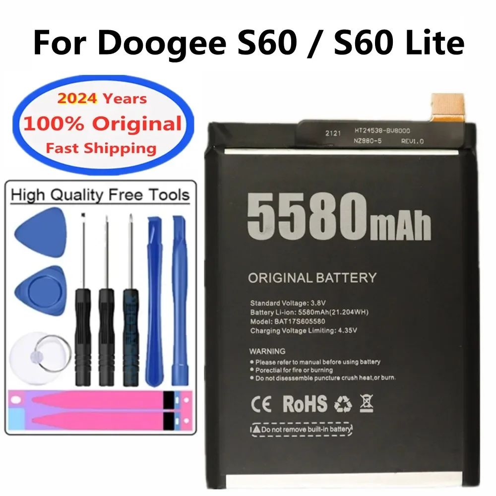 Оригинальный аккумулятор 2024 года 5580 мАч для Doogee S60/S60 Lite BAT 173605580