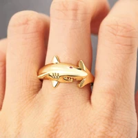 personality shark adjustable rings for men womens opening finger ring animal jewelry fashion accessories
