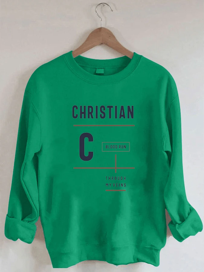 

Christian Through My Views Print Crewneck Long Sleeve Sweatshirt