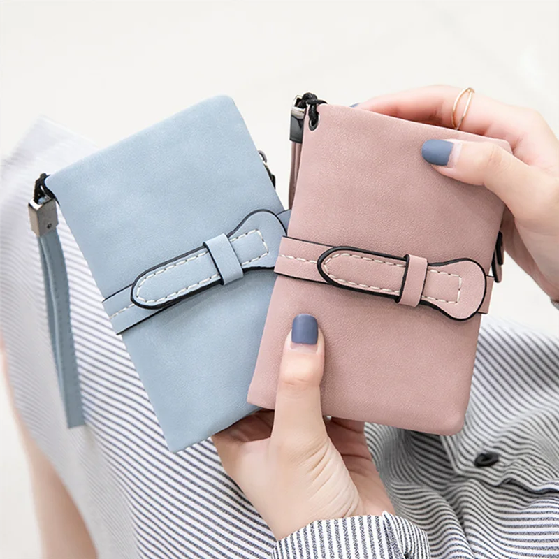 New Women's PU Leather Matte Wallet Female Folding Small Coin Purse Credit Card Holder Fashion Portable Clutch Ladies Money Bag