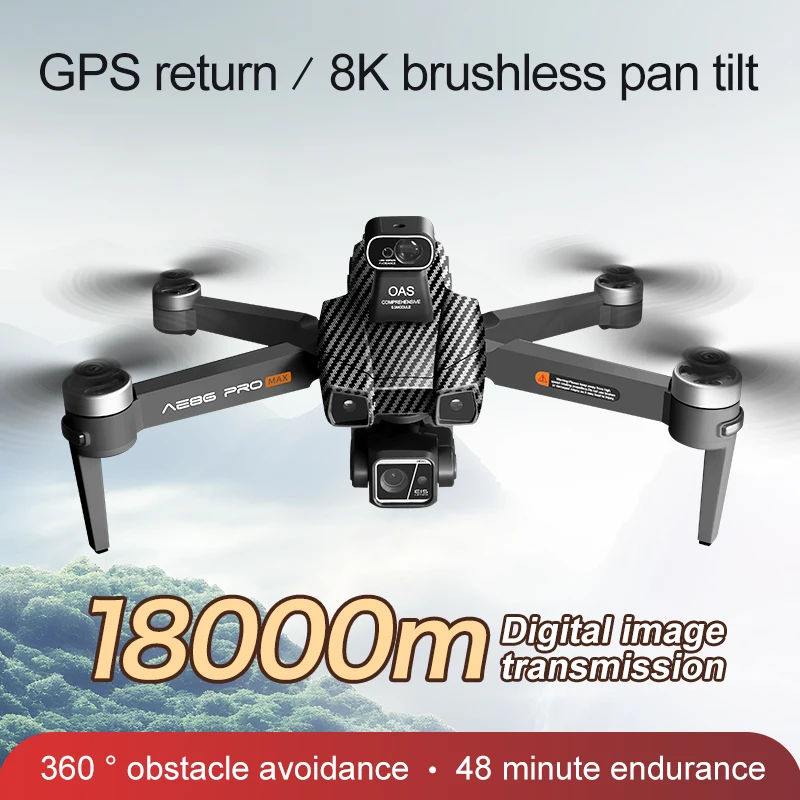 Фото AE86PROMAX с камерой 8K, двойной камерой, профессиональным бесщеточным двигателем, GPS, передачей данных 5G, 360-градусной съемкой °   Квадрокоптер с функцией обхода препятствий, дальность 8 км №2