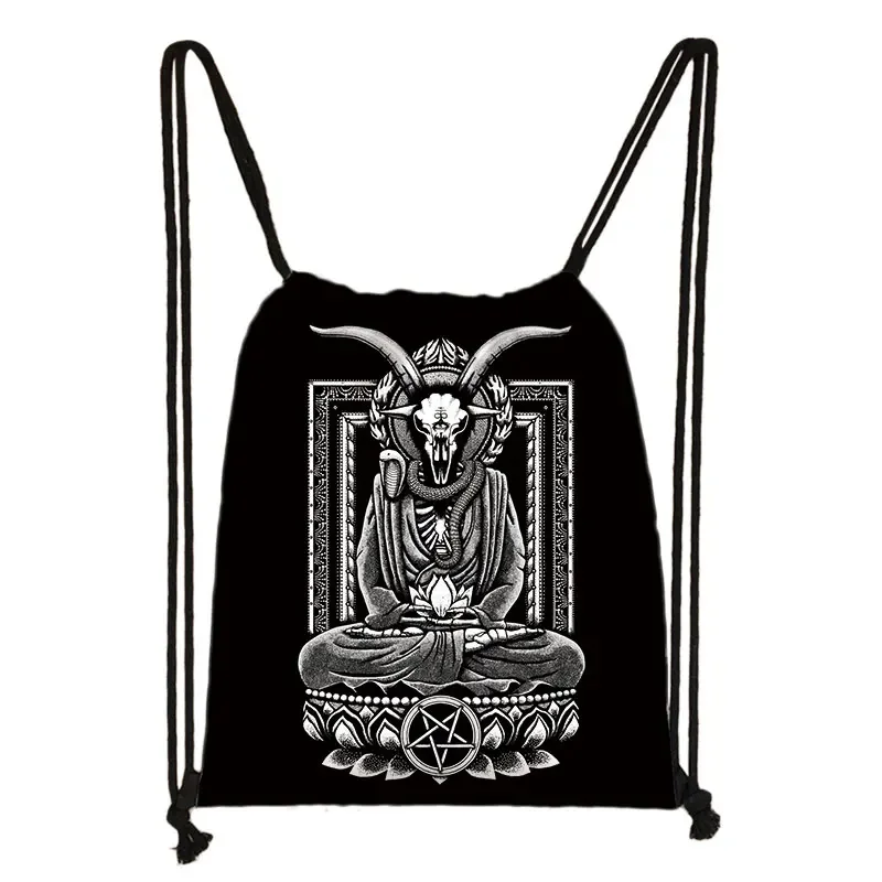 Рюкзак Witch/666/с надписью Hail Satan Женский дорожный рюкзак с черным котом